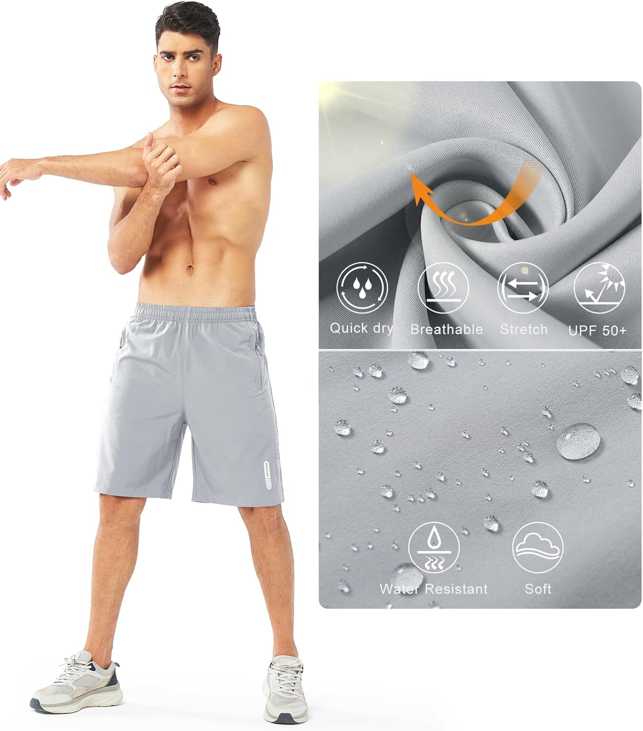 Men's Athletic Running Shorts Gym Workout 7"/9"/5" Quick Dry Lightweight Sports Basketball Tennis 3 Zipper Pockets