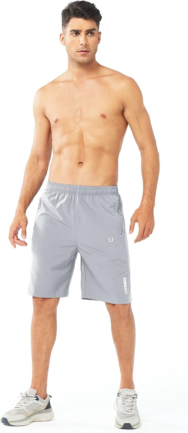 Men's Athletic Running Shorts Gym Workout 7"/9"/5" Quick Dry Lightweight Sports Basketball Tennis 3 Zipper Pockets