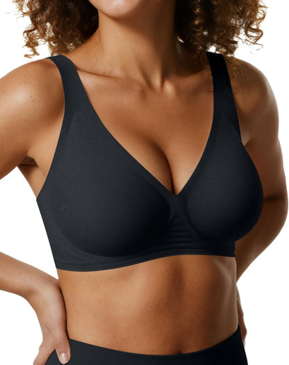 Womens Deep V Bras Wireless Comfortable Bra Supportive No Underwire Bras Tshirt Push Up Bralettes Plunge Seamless Bra - Colors A
