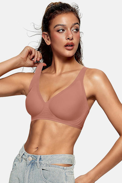 Womens Deep V Bras Wireless Comfortable Bra Supportive No Underwire Bras Tshirt Push Up Bralettes Plunge Seamless Bra - Colors A