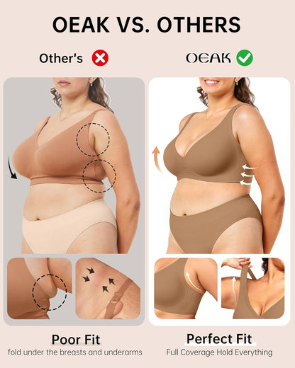 Womens Deep V Bras Wireless Comfortable Bra Supportive No Underwire Bras Tshirt Push Up Bralettes Plunge Seamless Bra - Colors A