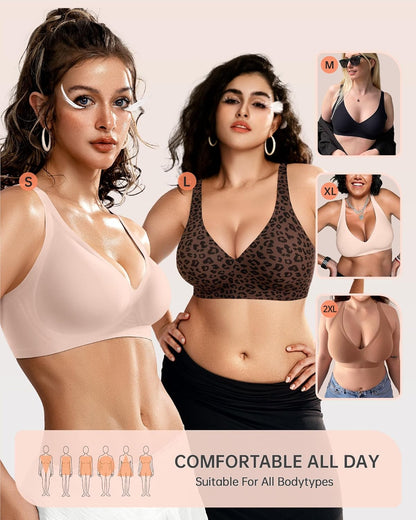 Womens Deep V Bras Wireless Comfortable Bra Supportive No Underwire Bras Tshirt Push Up Bralettes Plunge Seamless Bra - Colors A