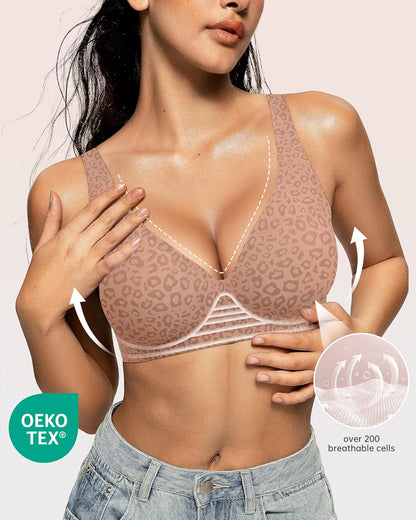 Womens Deep V Bras Wireless Comfortable Bra Supportive No Underwire Bras Tshirt Push Up Bralettes Plunge Seamless Bra - Colors A