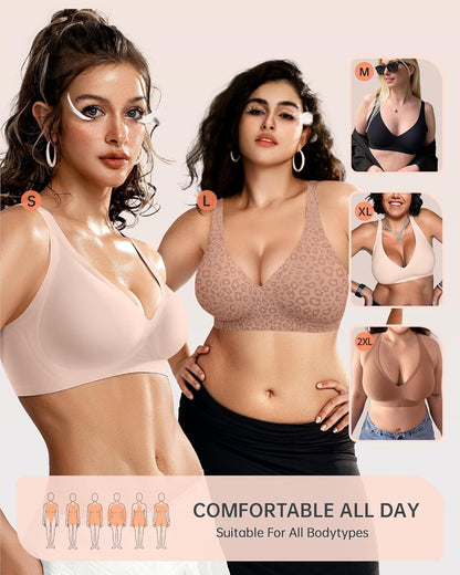 Womens Deep V Bras Wireless Comfortable Bra Supportive No Underwire Bras Tshirt Push Up Bralettes Plunge Seamless Bra - Colors A