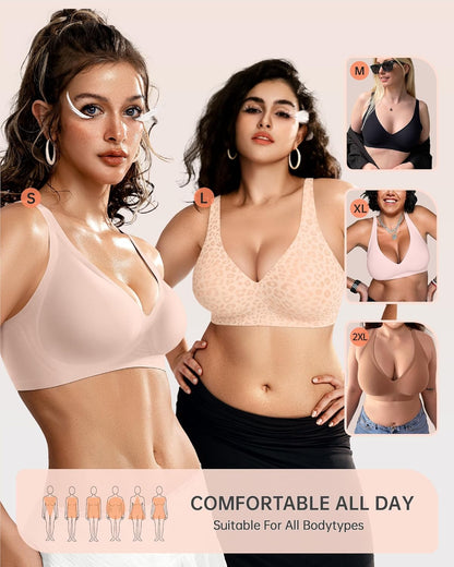 Womens Deep V Bras Wireless Comfortable Bra Supportive No Underwire Bras Tshirt Push Up Bralettes Plunge Seamless Bra - Colors A
