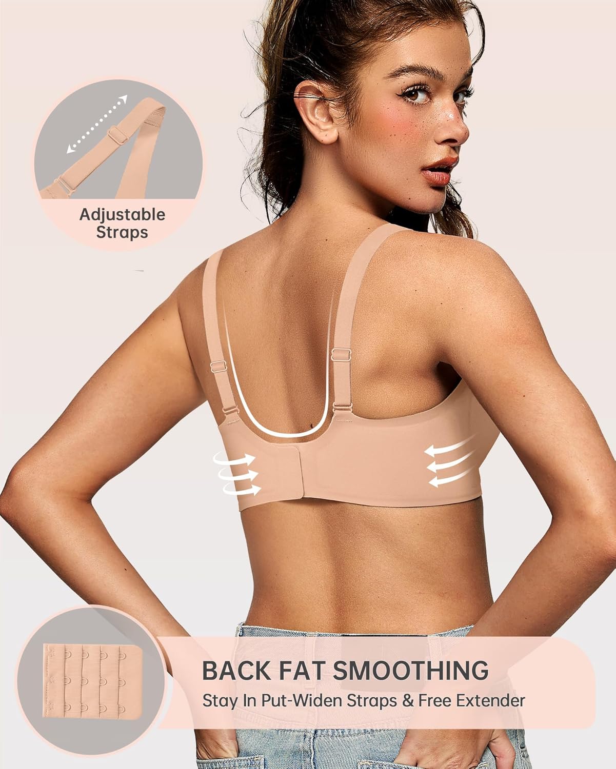 Womens Deep V Bras Wireless Comfortable Bra Supportive No Underwire Bras Tshirt Push Up Bralettes Plunge Seamless Bra - Colors A
