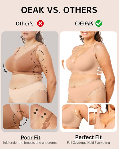 Womens Deep V Bras Wireless Comfortable Bra Supportive No Underwire Bras Tshirt Push Up Bralettes Plunge Seamless Bra - Colors A
