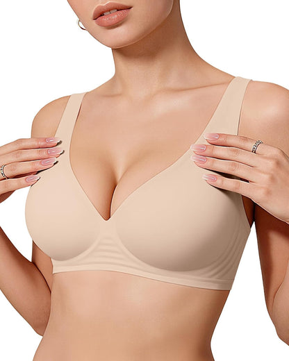 Womens Deep V Bras Wireless Comfortable Bra Supportive No Underwire Bras Tshirt Push Up Bralettes Plunge Seamless Bra - Colors A