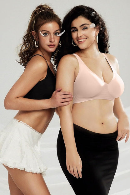 Womens Deep V Bras Wireless Comfortable Bra Supportive No Underwire Bras Tshirt Push Up Bralettes Plunge Seamless Bra - Colors A