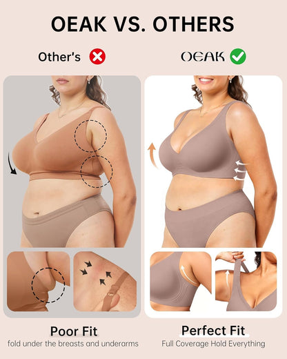 Womens Deep V Bras Wireless Comfortable Bra Supportive No Underwire Bras Tshirt Push Up Bralettes Plunge Seamless Bra - Colors A