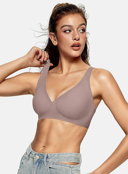 Womens Deep V Bras Wireless Comfortable Bra Supportive No Underwire Bras Tshirt Push Up Bralettes Plunge Seamless Bra - Colors A