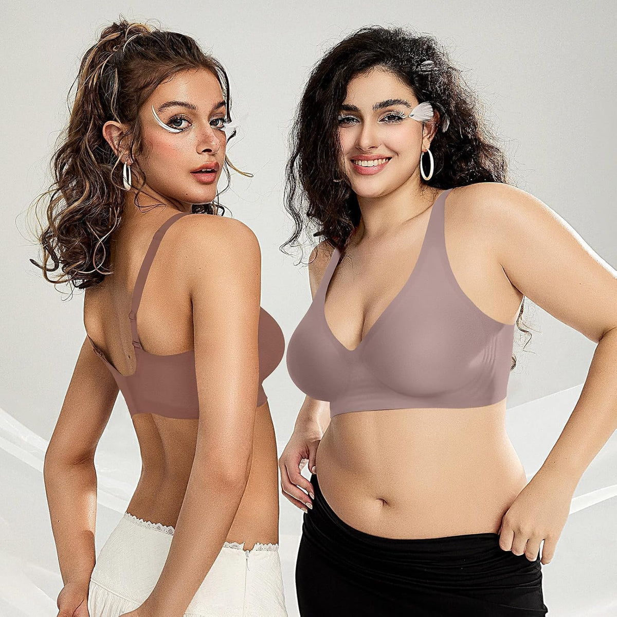 Womens Deep V Bras Wireless Comfortable Bra Supportive No Underwire Bras Tshirt Push Up Bralettes Plunge Seamless Bra - Colors A