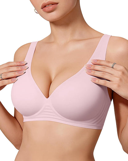 Womens Deep V Bras Wireless Comfortable Bra Supportive No Underwire Bras Tshirt Push Up Bralettes Plunge Seamless Bra - Colors A