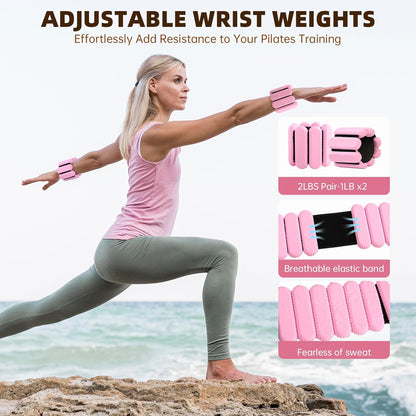 16PCS Pilates Kit, Home Pilates Workout Kit with Ankle Weights, Pilates Ring and Ball Set for Women, Pilates Equipment with Resistance Bands, Core Sliders & Socks for Starter Home Workouts