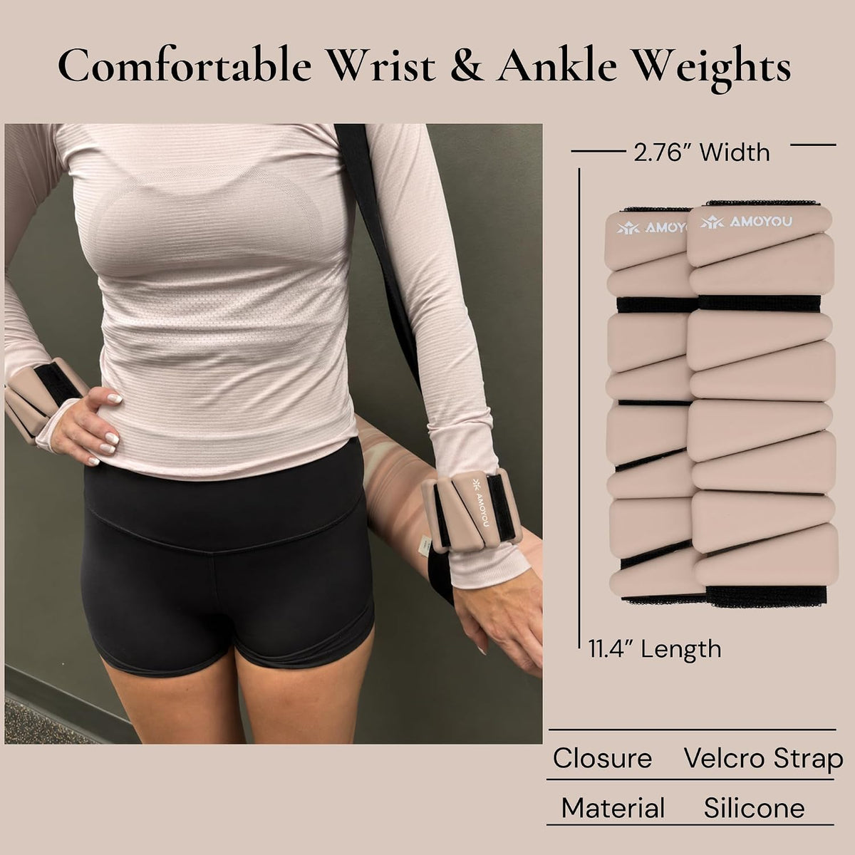 Wrist & Ankle Weights for Women – 2 lb Ankle Weights (Set of 2, 1 lb Each) | Arm Weights for Women | Leg Weights for Walking, Yoga, Cardio & Strength Training