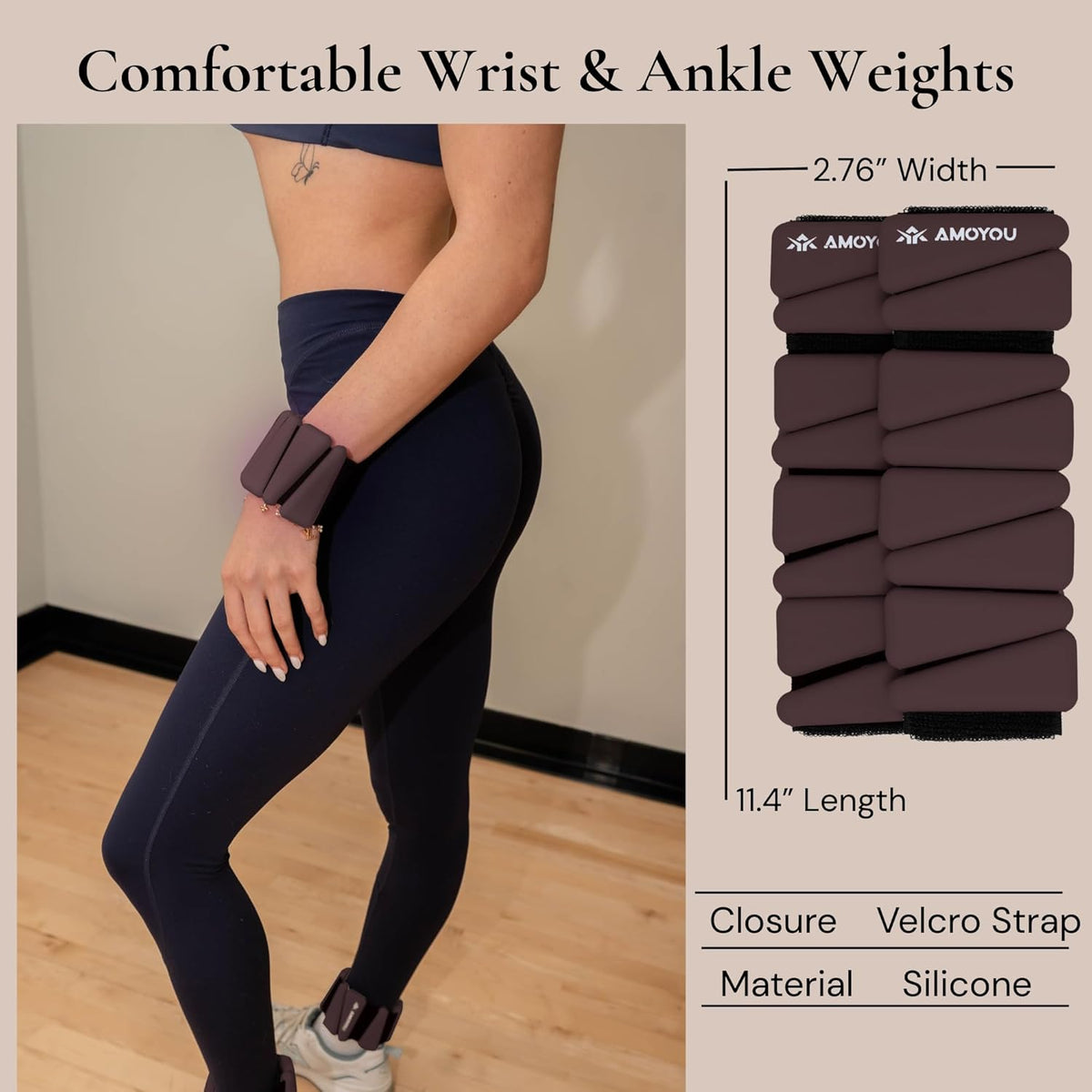 Wrist & Ankle Weights for Women – 2 lb Ankle Weights (Set of 2, 1 lb Each) | Arm Weights for Women | Leg Weights for Walking, Yoga, Cardio & Strength Training