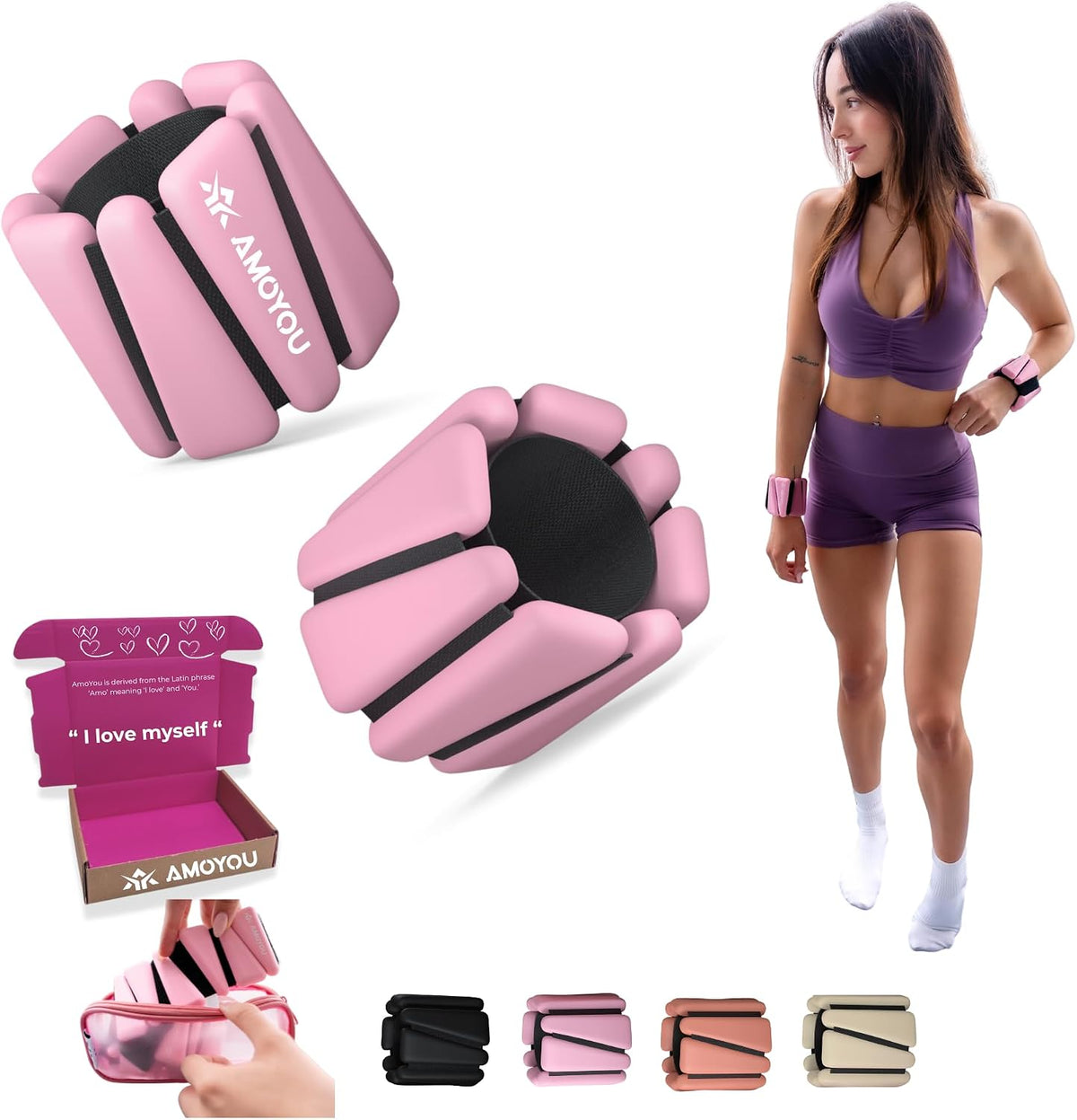 Wrist & Ankle Weights for Women – 2 lb Ankle Weights (Set of 2, 1 lb Each) | Arm Weights for Women | Leg Weights for Walking, Yoga, Cardio & Strength Training