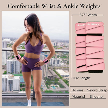 Wrist & Ankle Weights for Women – 2 lb Ankle Weights (Set of 2, 1 lb Each) | Arm Weights for Women | Leg Weights for Walking, Yoga, Cardio & Strength Training