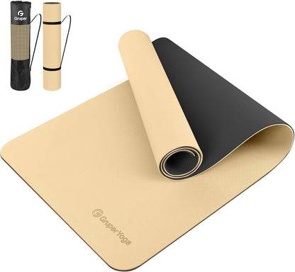 Yoga Mat Non Slip, 72"L x 24"W x 0.24"/0.32"TH, Anti-Tear Exercise Mat with Carrying Strap and Bag, Pro TPE Yoga Mats for Women, Workout Mats for Home, Pilates and Floor Exercises