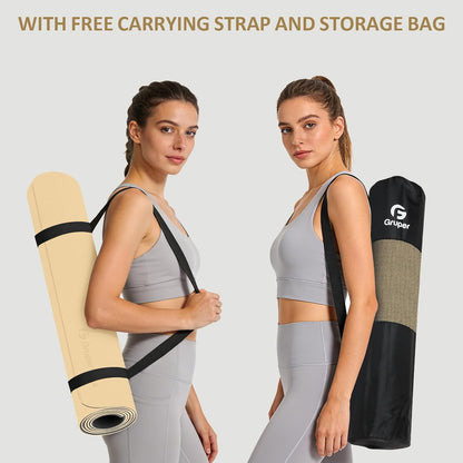 Yoga Mat Non Slip, 72"L x 24"W x 0.24"/0.32"TH, Anti-Tear Exercise Mat with Carrying Strap and Bag, Pro TPE Yoga Mats for Women, Workout Mats for Home, Pilates and Floor Exercises