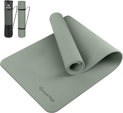 Yoga Mat Non Slip, 72"L x 24"W x 0.24"/0.32"TH, Anti-Tear Exercise Mat with Carrying Strap and Bag, Pro TPE Yoga Mats for Women, Workout Mats for Home, Pilates and Floor Exercises