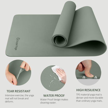 Yoga Mat Non Slip, 72"L x 24"W x 0.24"/0.32"TH, Anti-Tear Exercise Mat with Carrying Strap and Bag, Pro TPE Yoga Mats for Women, Workout Mats for Home, Pilates and Floor Exercises