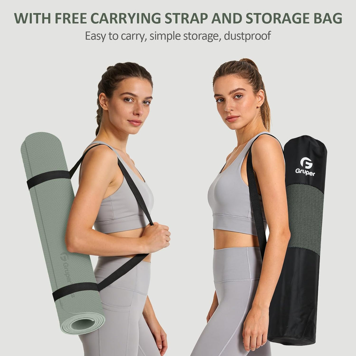 Yoga Mat Non Slip, 72"L x 24"W x 0.24"/0.32"TH, Anti-Tear Exercise Mat with Carrying Strap and Bag, Pro TPE Yoga Mats for Women, Workout Mats for Home, Pilates and Floor Exercises