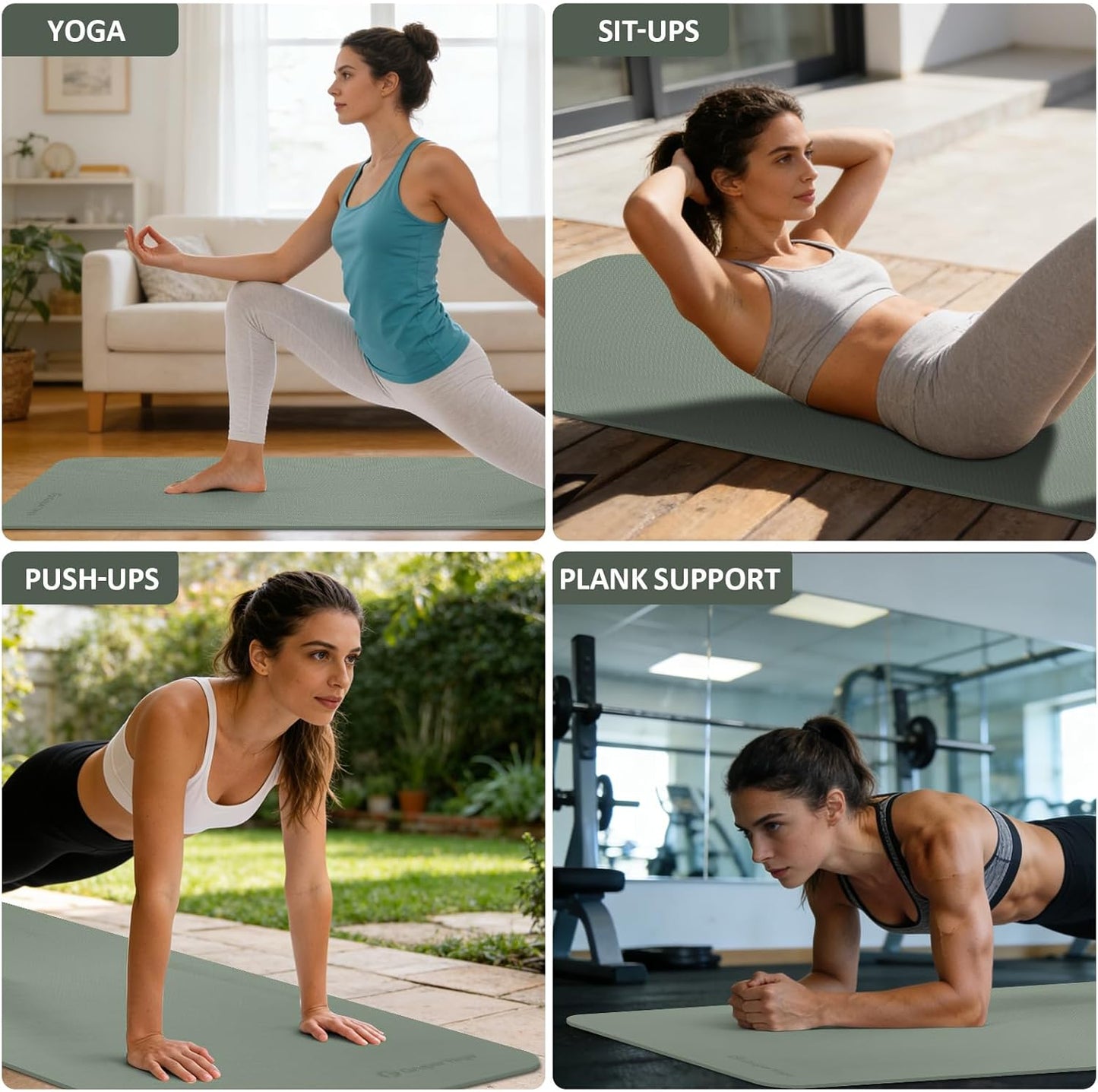 Yoga Mat Non Slip, 72"L x 24"W x 0.24"/0.32"TH, Anti-Tear Exercise Mat with Carrying Strap and Bag, Pro TPE Yoga Mats for Women, Workout Mats for Home, Pilates and Floor Exercises