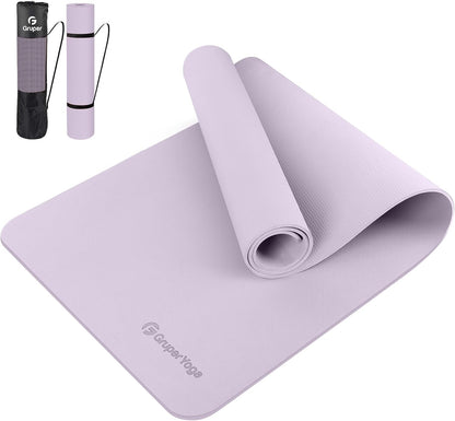 Yoga Mat Non Slip, 72"L x 24"W x 0.24"/0.32"TH, Anti-Tear Exercise Mat with Carrying Strap and Bag, Pro TPE Yoga Mats for Women, Workout Mats for Home, Pilates and Floor Exercises