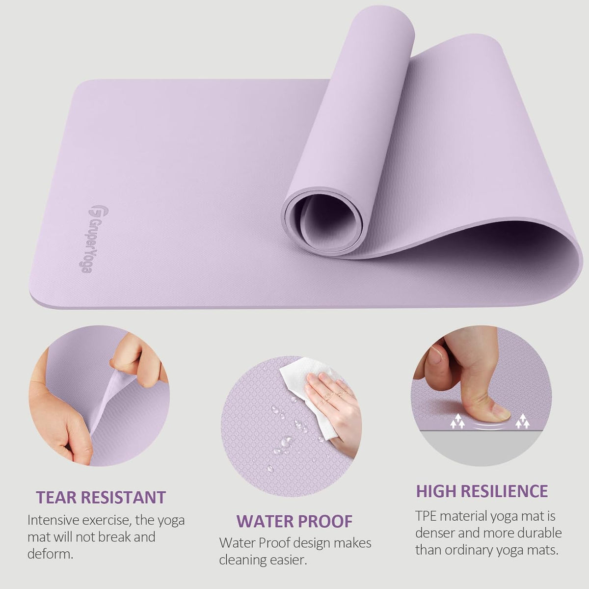 Yoga Mat Non Slip, 72"L x 24"W x 0.24"/0.32"TH, Anti-Tear Exercise Mat with Carrying Strap and Bag, Pro TPE Yoga Mats for Women, Workout Mats for Home, Pilates and Floor Exercises