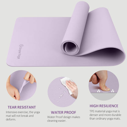 Yoga Mat Non Slip, 72"L x 24"W x 0.24"/0.32"TH, Anti-Tear Exercise Mat with Carrying Strap and Bag, Pro TPE Yoga Mats for Women, Workout Mats for Home, Pilates and Floor Exercises