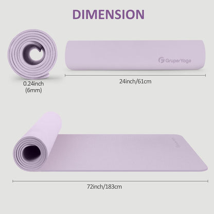 Yoga Mat Non Slip, 72"L x 24"W x 0.24"/0.32"TH, Anti-Tear Exercise Mat with Carrying Strap and Bag, Pro TPE Yoga Mats for Women, Workout Mats for Home, Pilates and Floor Exercises