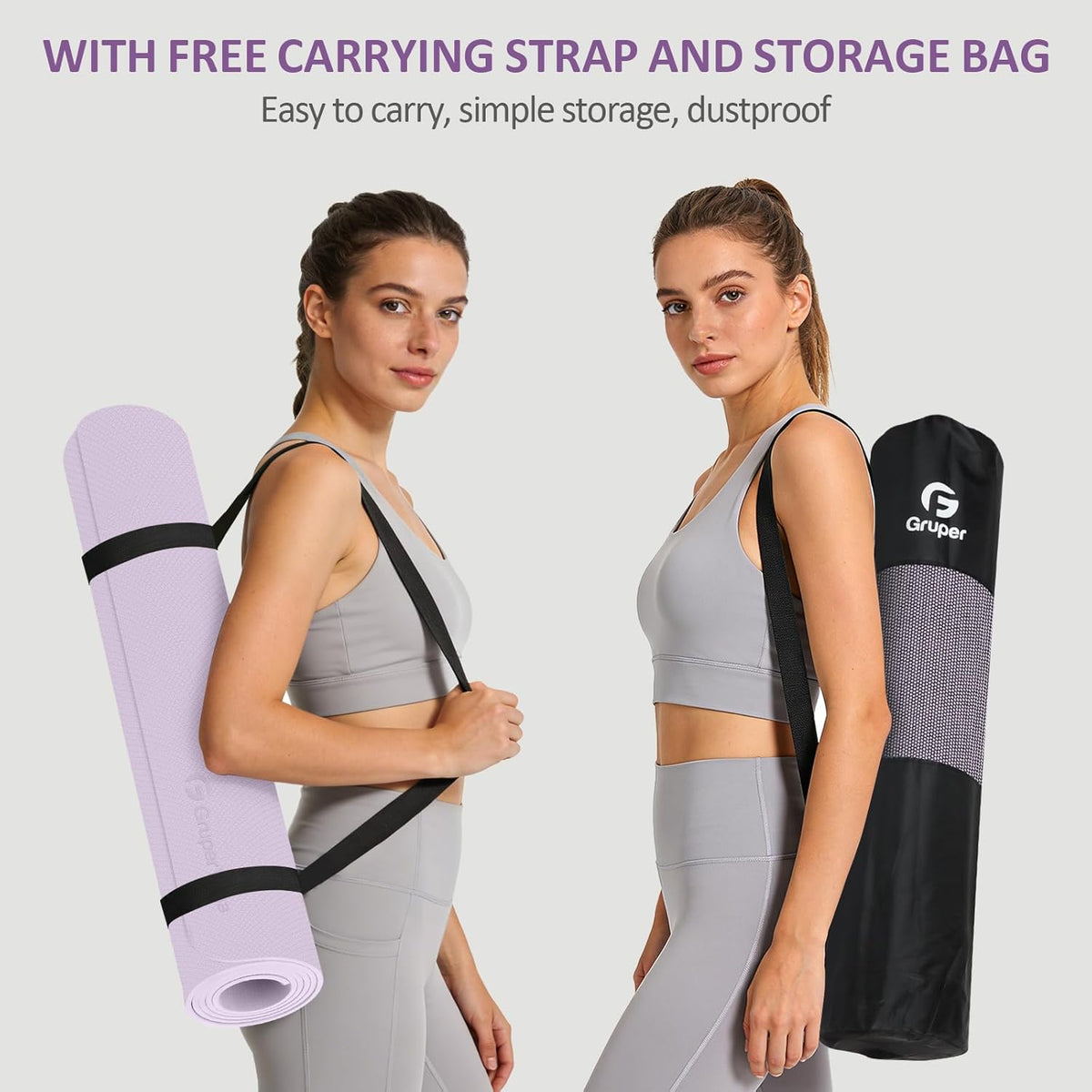 Yoga Mat Non Slip, 72"L x 24"W x 0.24"/0.32"TH, Anti-Tear Exercise Mat with Carrying Strap and Bag, Pro TPE Yoga Mats for Women, Workout Mats for Home, Pilates and Floor Exercises