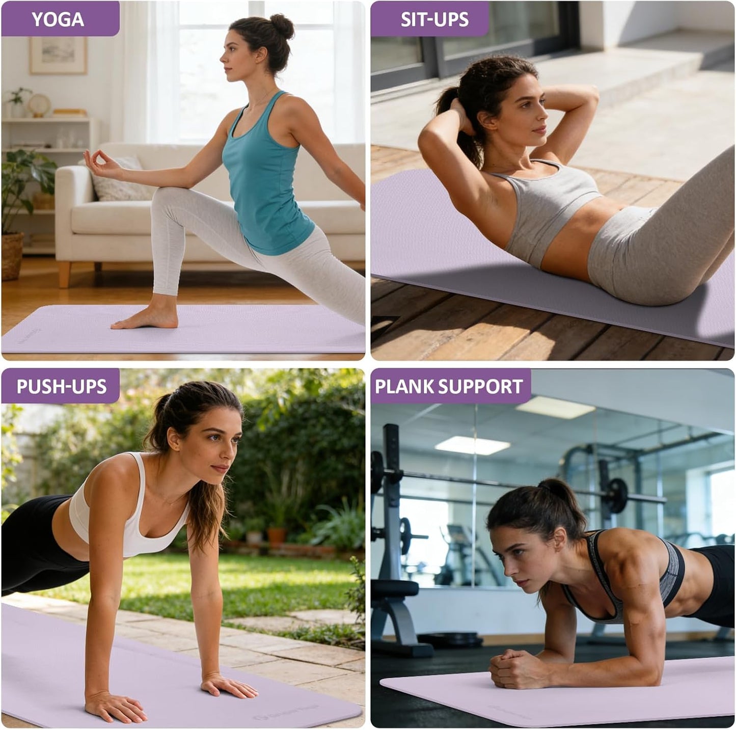 Yoga Mat Non Slip, 72"L x 24"W x 0.24"/0.32"TH, Anti-Tear Exercise Mat with Carrying Strap and Bag, Pro TPE Yoga Mats for Women, Workout Mats for Home, Pilates and Floor Exercises