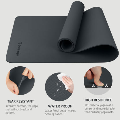 Yoga Mat Non Slip, 72"L x 24"W x 0.24"/0.32"TH, Anti-Tear Exercise Mat with Carrying Strap and Bag, Pro TPE Yoga Mats for Women, Workout Mats for Home, Pilates and Floor Exercises