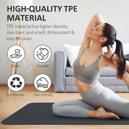 Yoga Mat Non Slip, 72"L x 24"W x 0.24"/0.32"TH, Anti-Tear Exercise Mat with Carrying Strap and Bag, Pro TPE Yoga Mats for Women, Workout Mats for Home, Pilates and Floor Exercises