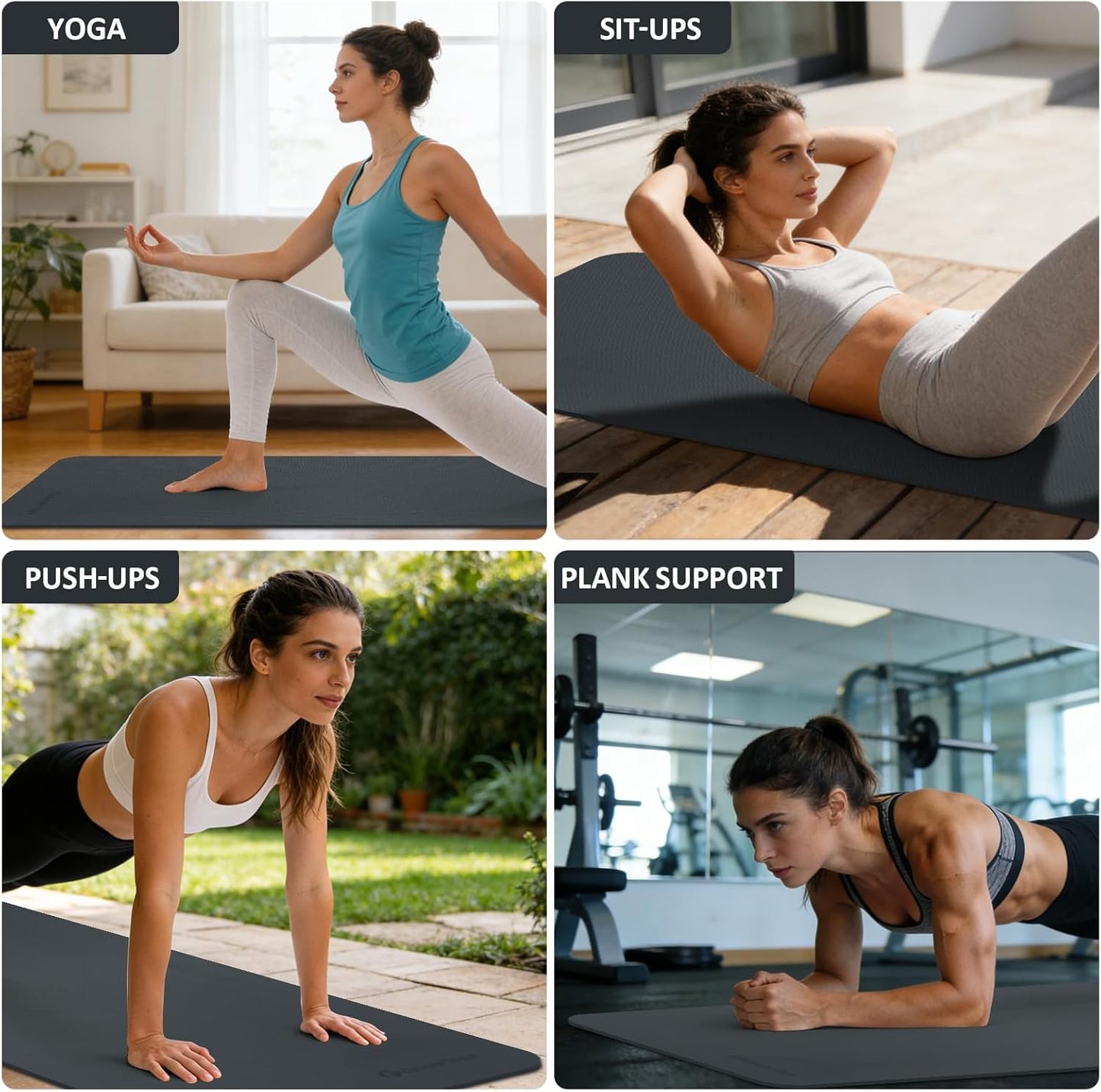 Yoga Mat Non Slip, 72"L x 24"W x 0.24"/0.32"TH, Anti-Tear Exercise Mat with Carrying Strap and Bag, Pro TPE Yoga Mats for Women, Workout Mats for Home, Pilates and Floor Exercises