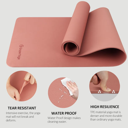 Yoga Mat Non Slip, 72"L x 24"W x 0.24"/0.32"TH, Anti-Tear Exercise Mat with Carrying Strap and Bag, Pro TPE Yoga Mats for Women, Workout Mats for Home, Pilates and Floor Exercises