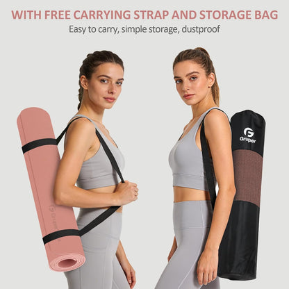 Yoga Mat Non Slip, 72"L x 24"W x 0.24"/0.32"TH, Anti-Tear Exercise Mat with Carrying Strap and Bag, Pro TPE Yoga Mats for Women, Workout Mats for Home, Pilates and Floor Exercises