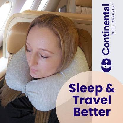 Travel Neck Pillow - U Shaped 13x11 Inch - Polyester Fill - Removable Gray Viscose Derived from Bamboo Cover in Travel Case