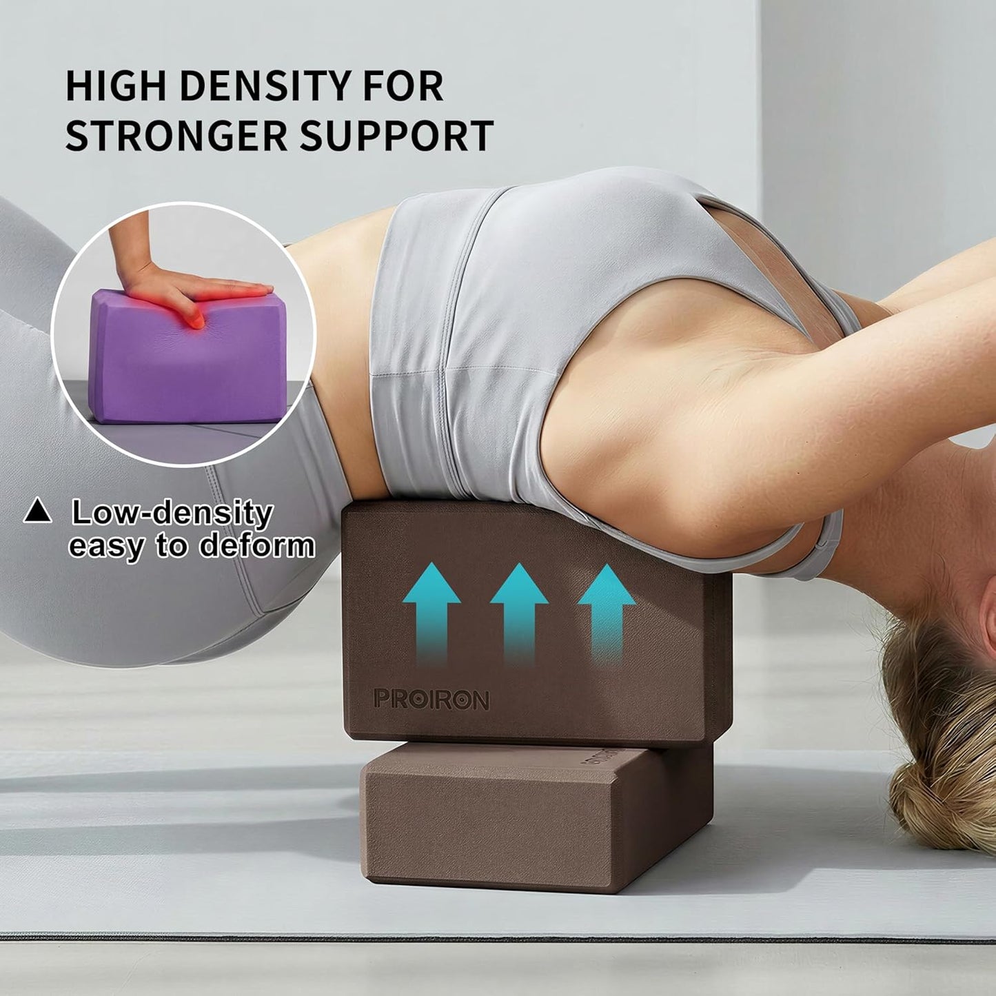 Yoga Blocks, 2 Pack Supportive High Density Premium Eva Foam, Soft Non-Slip Surface with Curved Edges Stretch Blocks For Yoga, Pilates, Stretching
