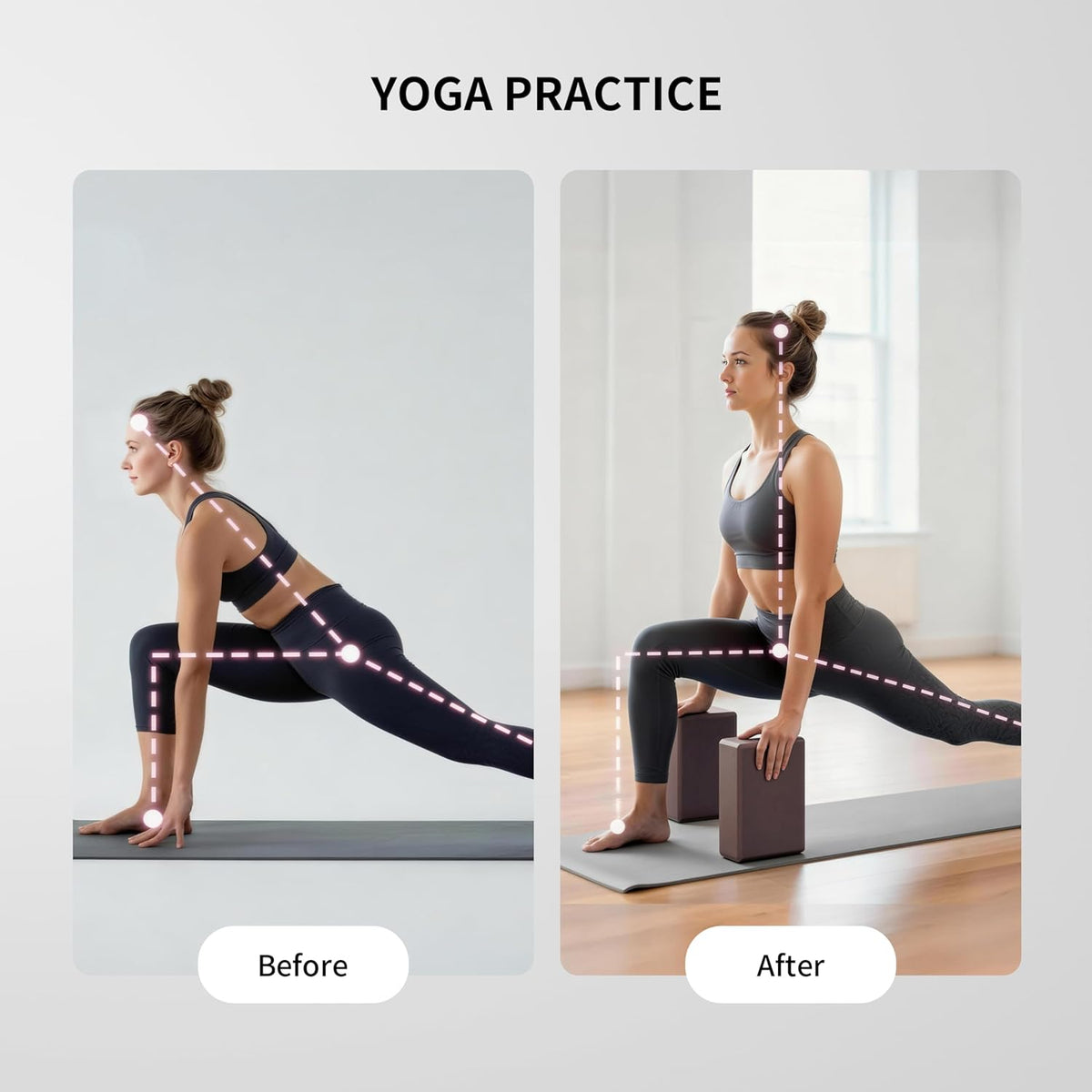Yoga Blocks, 2 Pack Supportive High Density Premium Eva Foam, Soft Non-Slip Surface with Curved Edges Stretch Blocks For Yoga, Pilates, Stretching