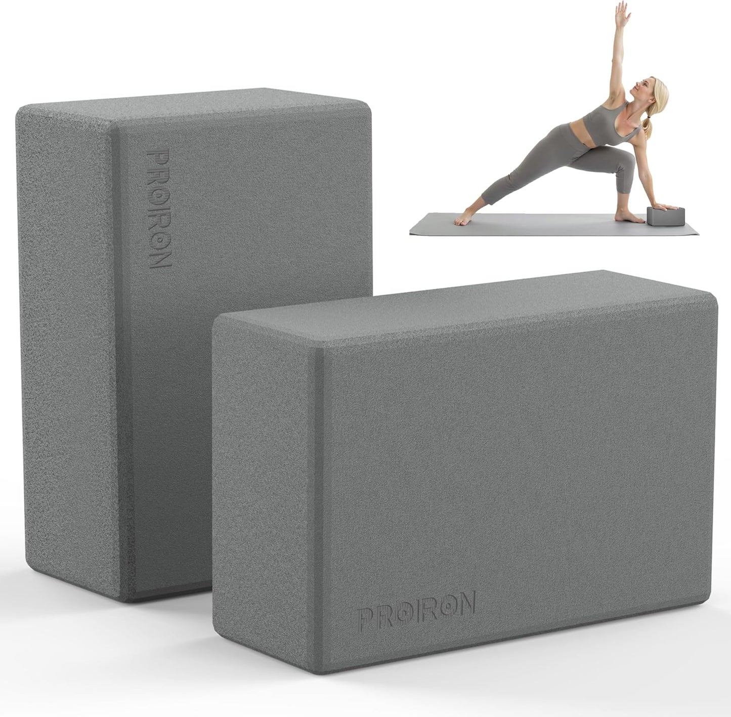 Yoga Blocks, 2 Pack Supportive High Density Premium Eva Foam, Soft Non-Slip Surface with Curved Edges Stretch Blocks For Yoga, Pilates, Stretching
