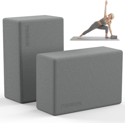 Yoga Blocks, 2 Pack Supportive High Density Premium Eva Foam, Soft Non-Slip Surface with Curved Edges Stretch Blocks For Yoga, Pilates, Stretching