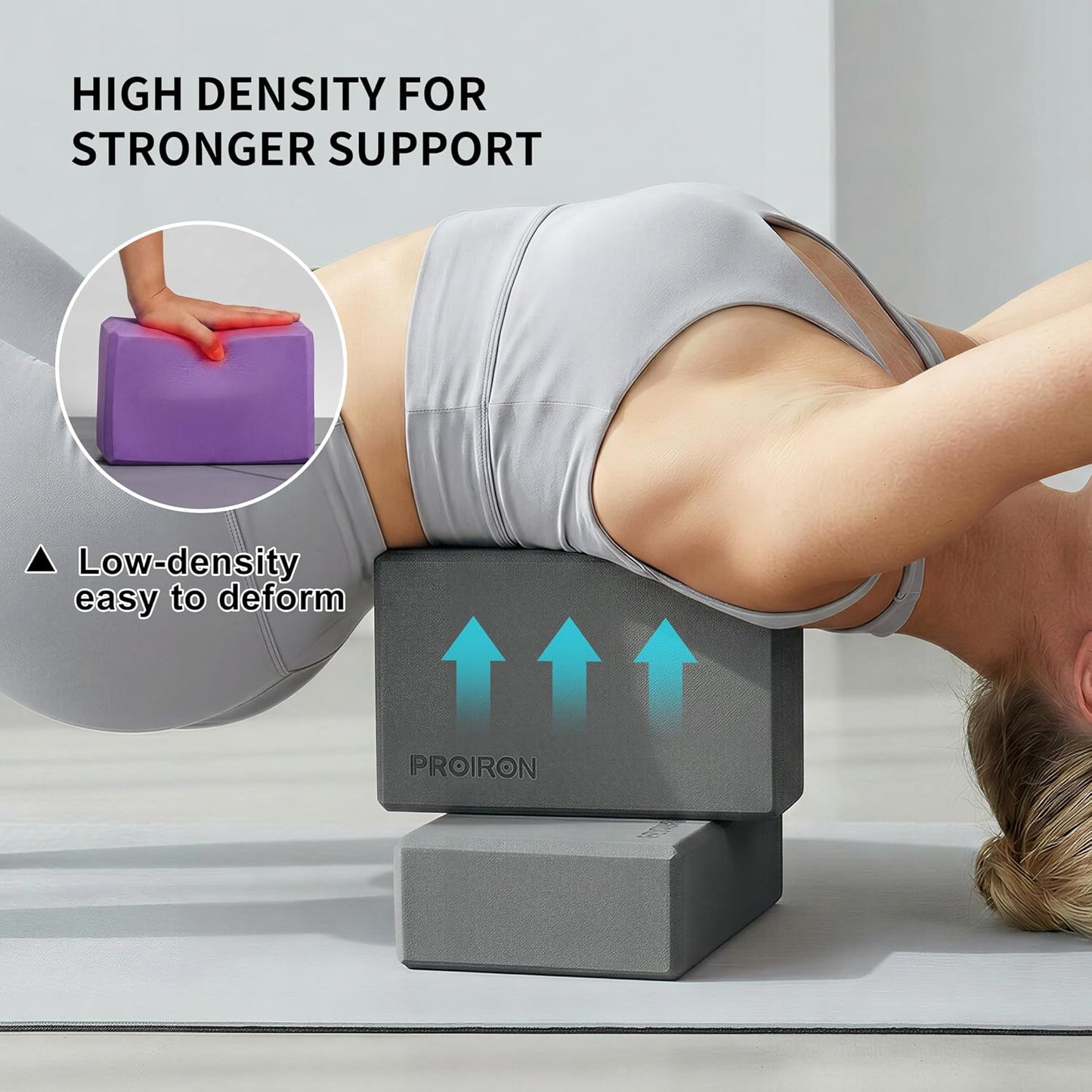 Yoga Blocks, 2 Pack Supportive High Density Premium Eva Foam, Soft Non-Slip Surface with Curved Edges Stretch Blocks For Yoga, Pilates, Stretching