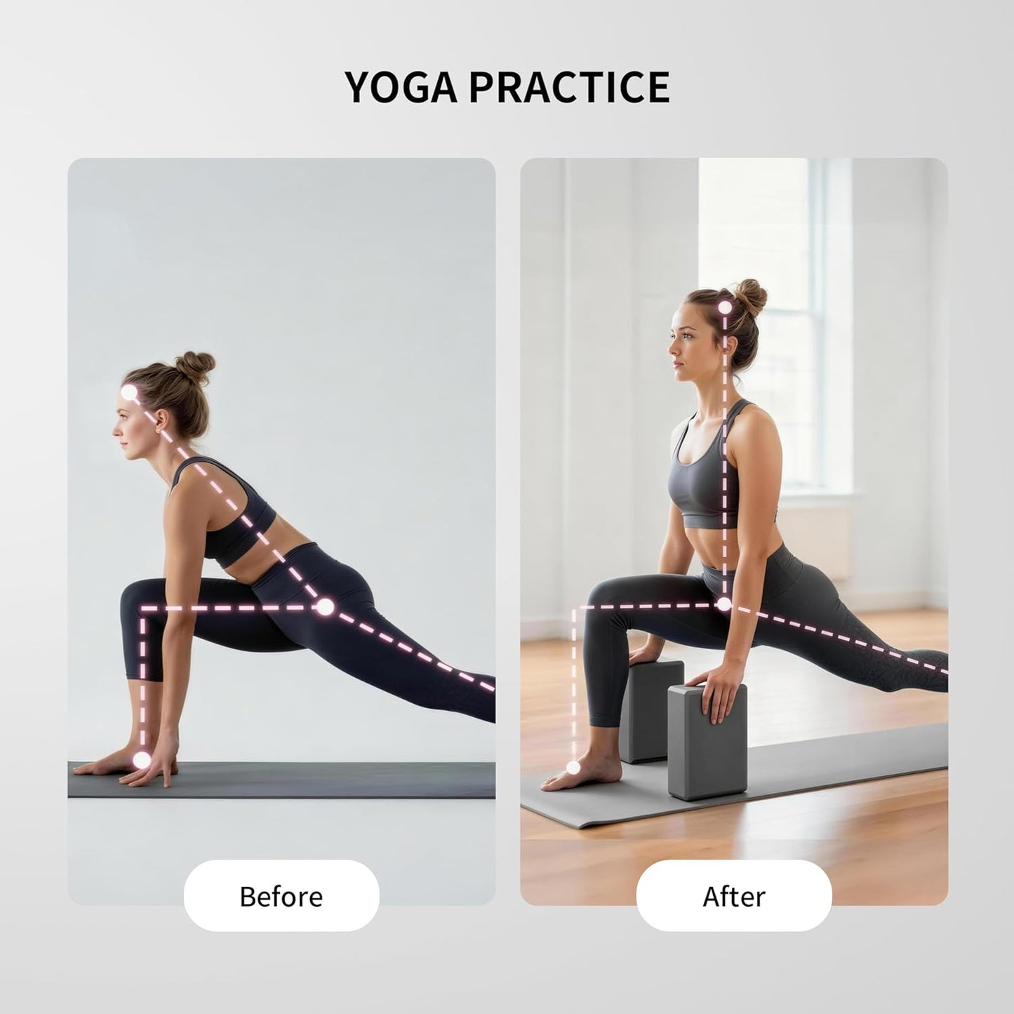 Yoga Blocks, 2 Pack Supportive High Density Premium Eva Foam, Soft Non-Slip Surface with Curved Edges Stretch Blocks For Yoga, Pilates, Stretching