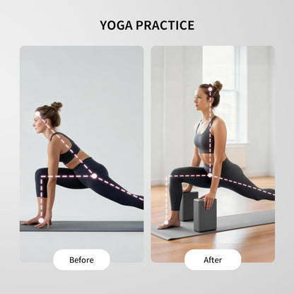 Yoga Blocks, 2 Pack Supportive High Density Premium Eva Foam, Soft Non-Slip Surface with Curved Edges Stretch Blocks For Yoga, Pilates, Stretching