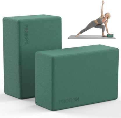 Yoga Blocks, 2 Pack Supportive High Density Premium Eva Foam, Soft Non-Slip Surface with Curved Edges Stretch Blocks For Yoga, Pilates, Stretching