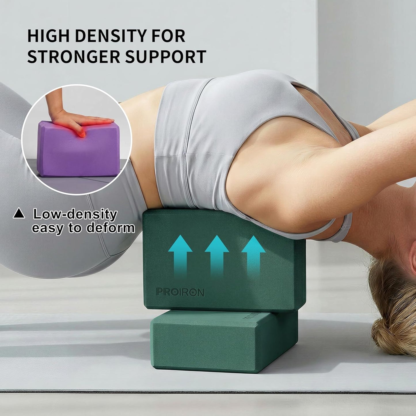 Yoga Blocks, 2 Pack Supportive High Density Premium Eva Foam, Soft Non-Slip Surface with Curved Edges Stretch Blocks For Yoga, Pilates, Stretching
