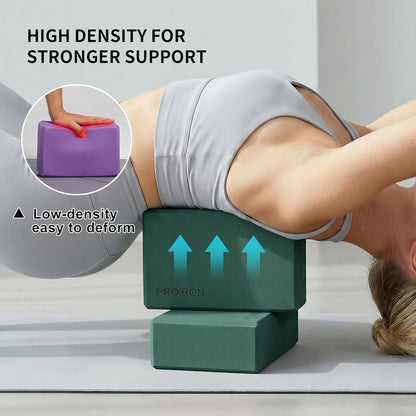 Yoga Blocks, 2 Pack Supportive High Density Premium Eva Foam, Soft Non-Slip Surface with Curved Edges Stretch Blocks For Yoga, Pilates, Stretching